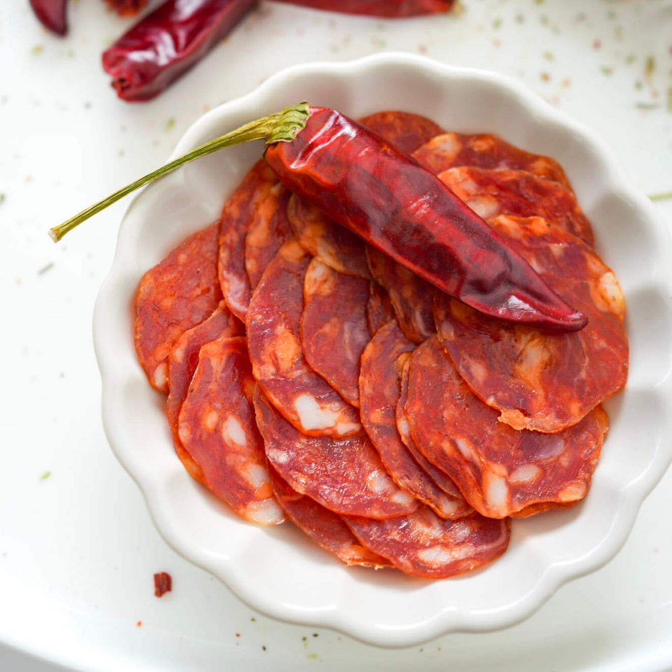 Scharfe Salami, Scharfe Salami mit Chili, Salami piccante, apulische Salami